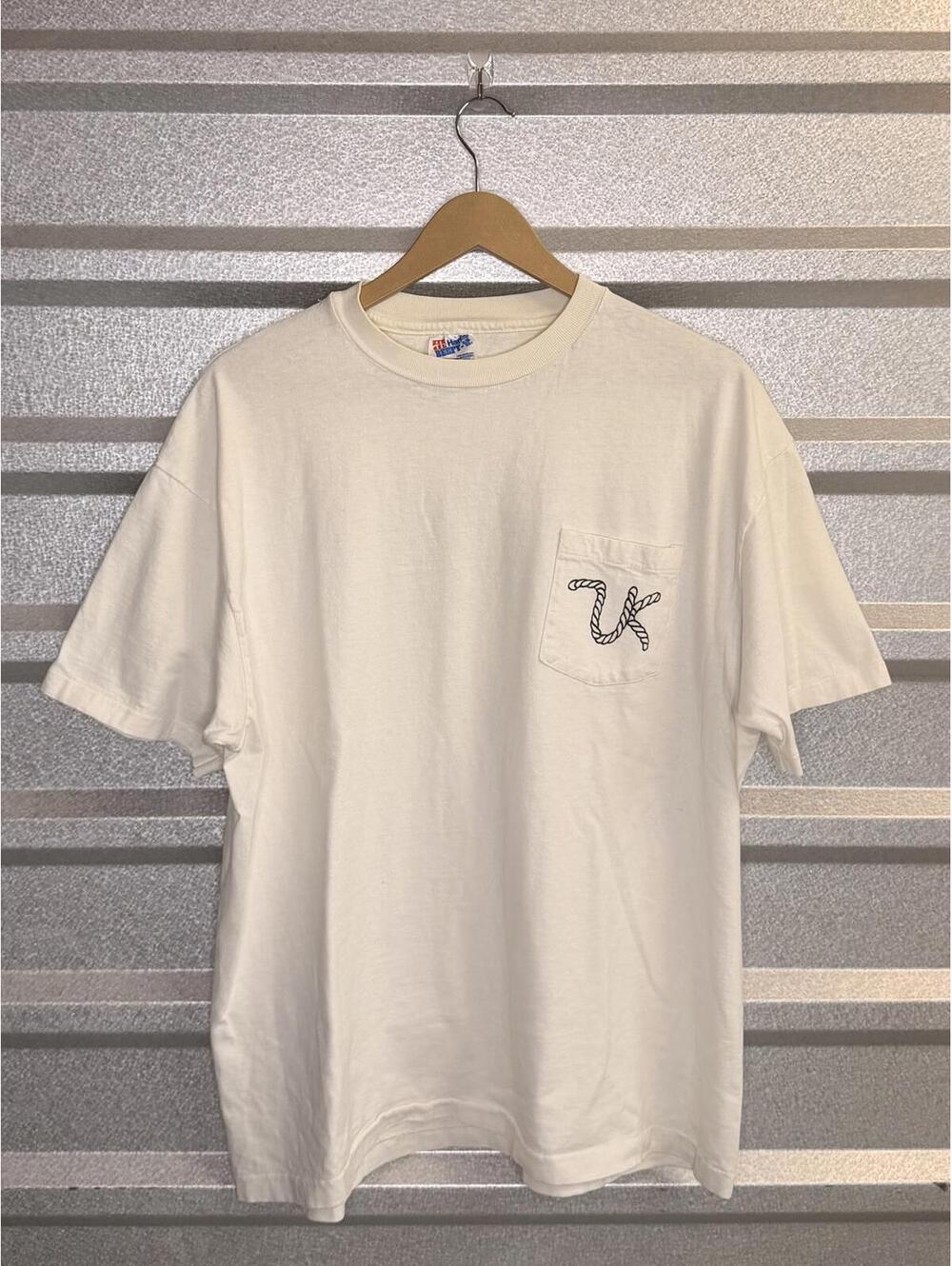 Vintage Dixie Dude Ranch Cream Pocket T-Shirt with Rope 'UK' Embroidery XL